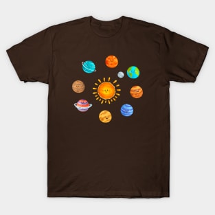 Planetas infantiles fondo blanco T-Shirt